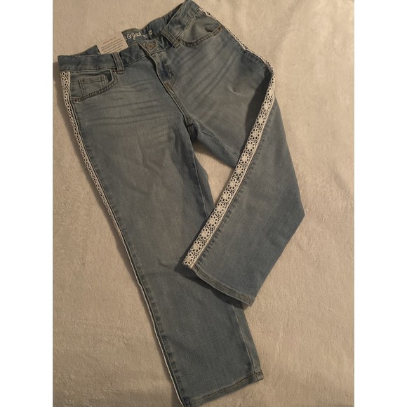 Cat & Jack New Girls Crop Super Stretch Lace Denim Jeans Light Wash Size 12 - Picture 2 of 8